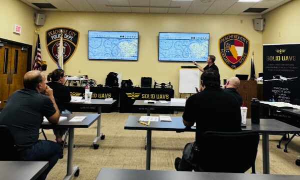 During the SOLID UAVS 2-Day Part 107 Test Prep Course we prepare participants to successfully pass their Part 107 Test. In this image the instructor is helping participants differentiate the various types of Class-E airspace within the National Airspace System. Public Safety and Commercial Operators are held to a higher standard than Recreational Flyers. Our goal is not to just make you a really good test-taker, but our primary goal is to make you a knowledgeable and well-rounded Remote Pilot that can safely operate in the National Airspace System.